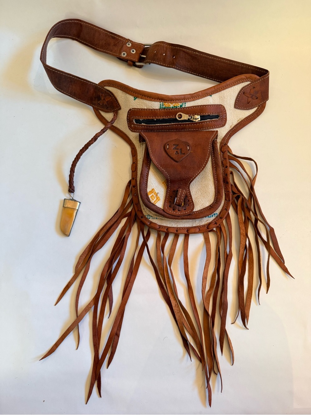 Z&L Boho Leather Fringe Belt Bag 38” | Western Festival